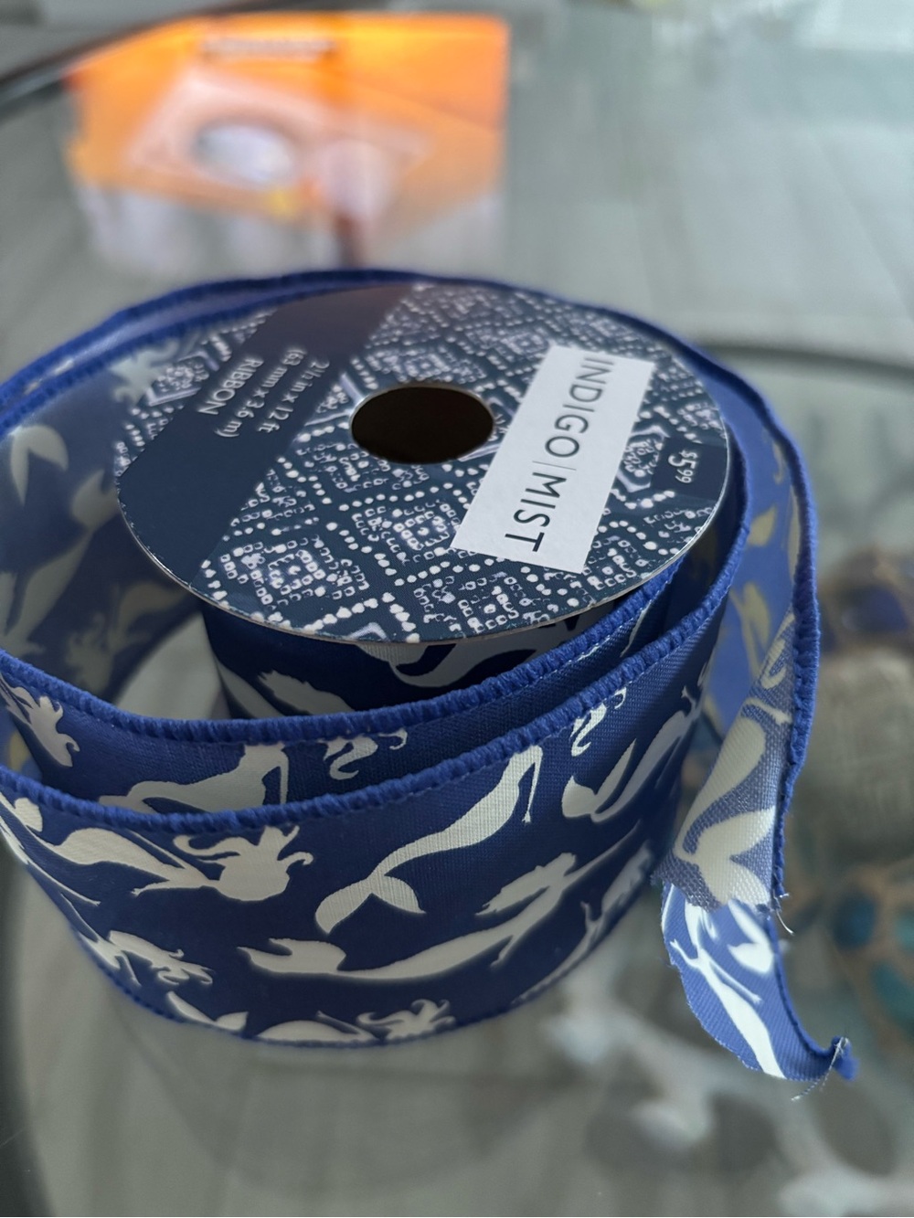 Indigo Mist Blue Decorative Ribbon - 2.5 in MERMAID